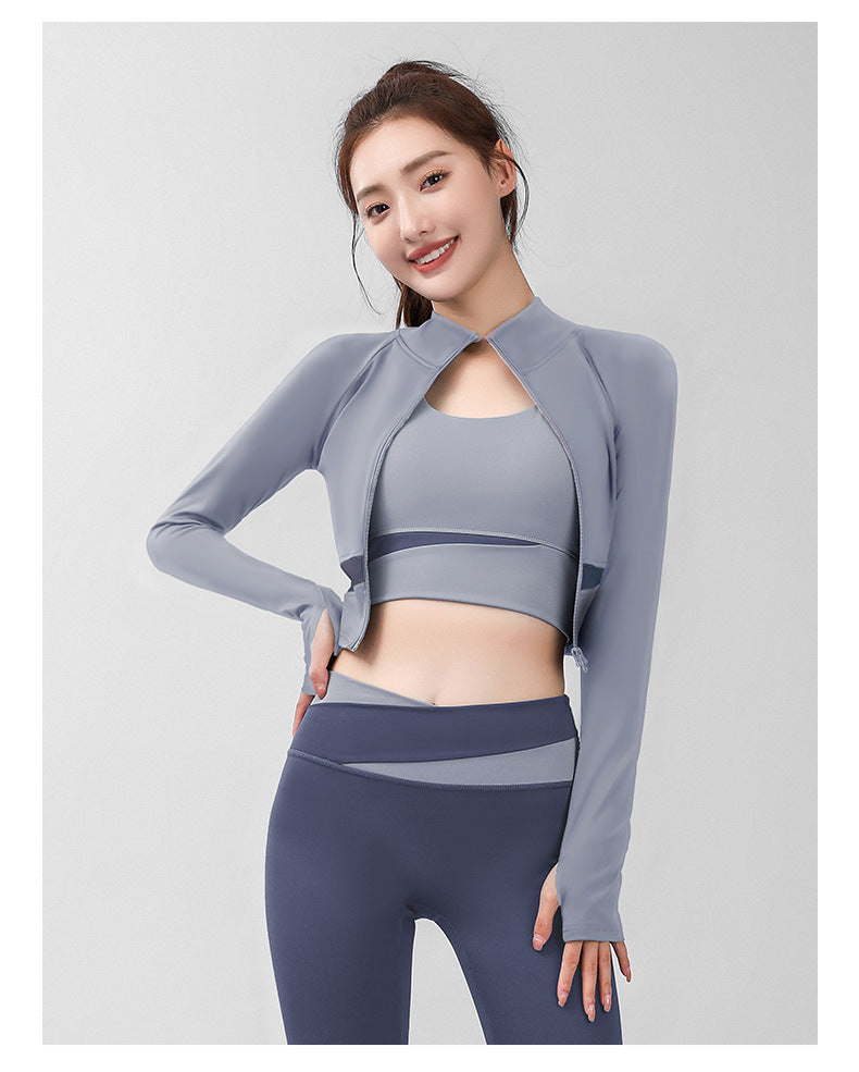 Women's Long Style Long Sleeve Zipper Skinny Slimming Sports and Fitness Running Yoga Jacket