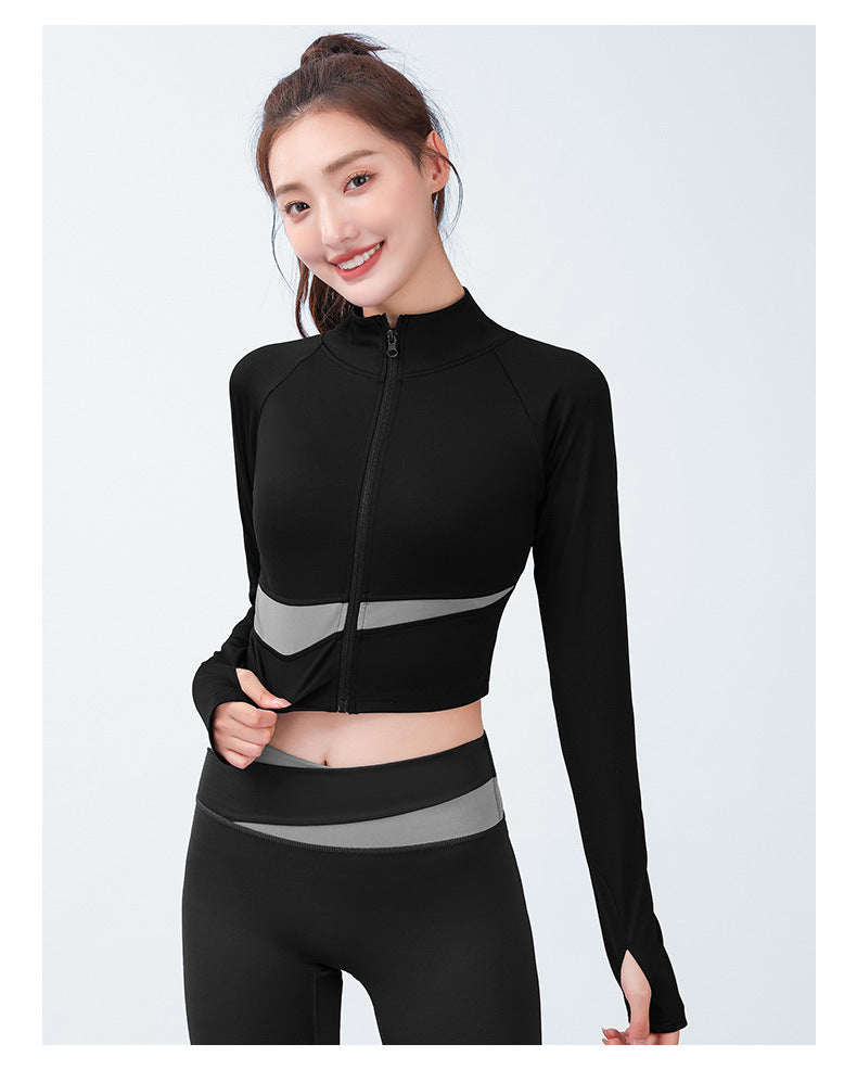 Women's Long Style Long Sleeve Zipper Skinny Slimming Sports and Fitness Running Yoga Jacket