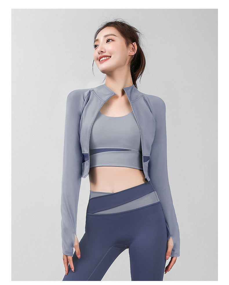 Women's Long Style Long Sleeve Zipper Skinny Slimming Sports and Fitness Running Yoga Jacket