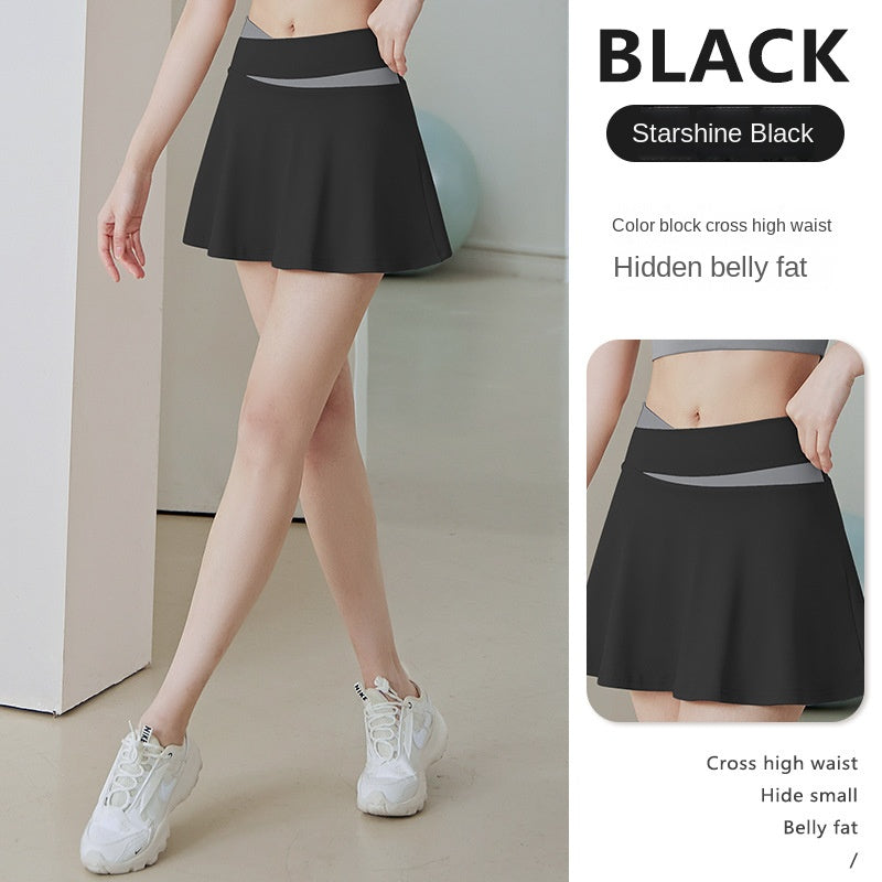 Color Matching Thigh-Length Anti-Exposure Fake Two-Piece Training Sports Running Fitness Yoga Skirts