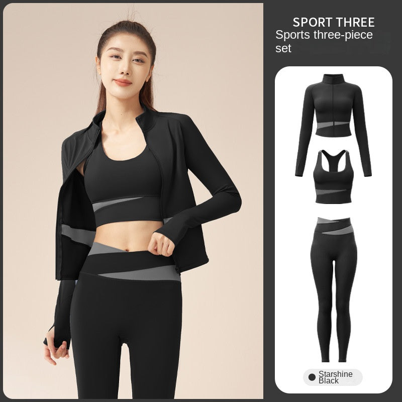 Color Matching Peach Breathable High Waist Hip Lift Running Shockproof Fitness Exercise Yoga Clothes Suit