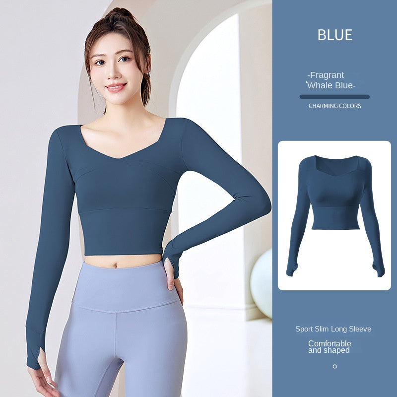 Autumn and Winter Seamless Slimming and Tight Fitness Running Sports Women's Top Long Sleeve Yoga Wear