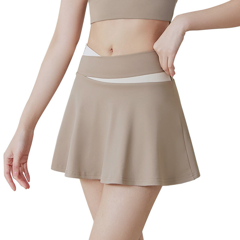 Color Matching Thigh-Length Anti-Exposure Fake Two-Piece Training Sports Running Fitness Yoga Skirts