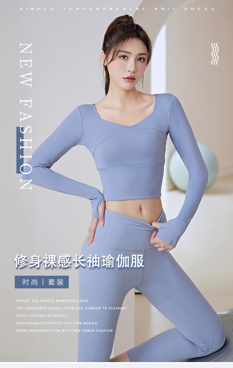 Autumn and Winter Seamless Slimming and Tight Fitness Running Sports Women's Top Long Sleeve Yoga Wear