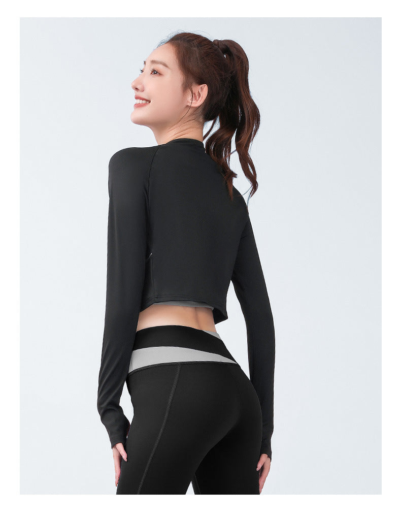 Women's Long Style Long Sleeve Zipper Skinny Slimming Sports and Fitness Running Yoga Jacket