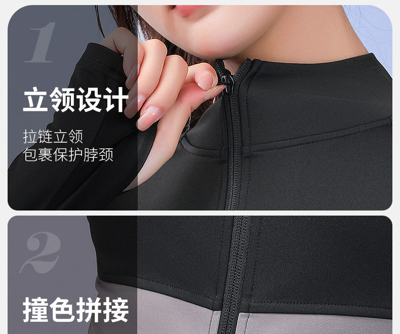 Women's Long Style Long Sleeve Zipper Skinny Slimming Sports and Fitness Running Yoga Jacket