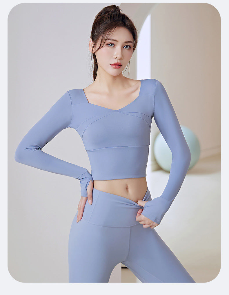 Autumn and Winter Seamless Slimming and Tight Fitness Running Sports Women's Top Long Sleeve Yoga Wear