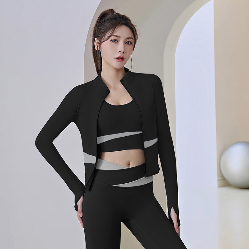 Women's Long Style Long Sleeve Zipper Skinny Slimming Sports and Fitness Running Yoga Jacket