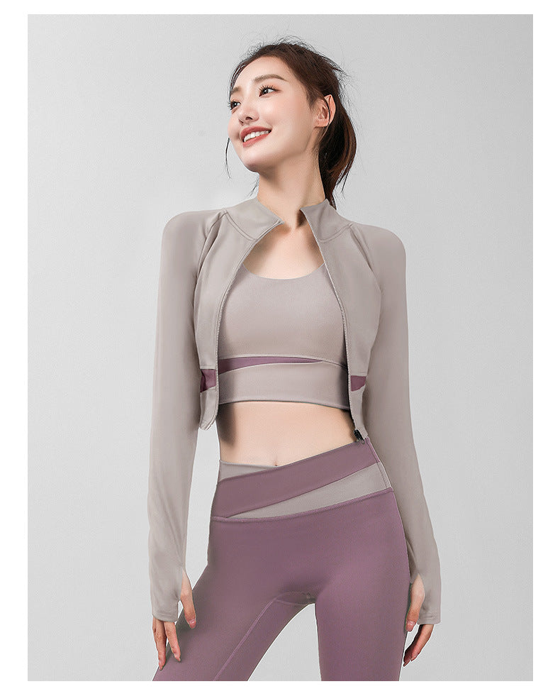 Women's Long Style Long Sleeve Zipper Skinny Slimming Sports and Fitness Running Yoga Jacket